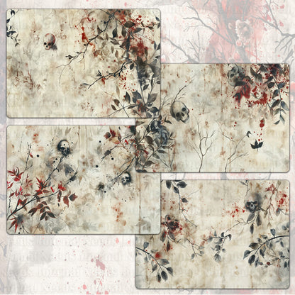 BRUSHED CREEPY SPIRIT . 20 Gothic background papers for junk journal and scrapbook , digital download, collage sheets folded A4  size