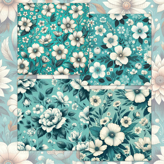 BRUSHED FLOWERS SPIRIT 03. 16 floral background papers for junk journal and scrapbook , digital download, collage sheets folded