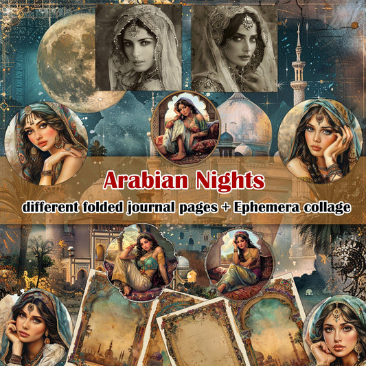 Arabian Nights Junk Journal Digital Collection, 35 Pages & 27 Sticker Sheets for Scrapbooking  Crafting Ephemera prince and princes digitals