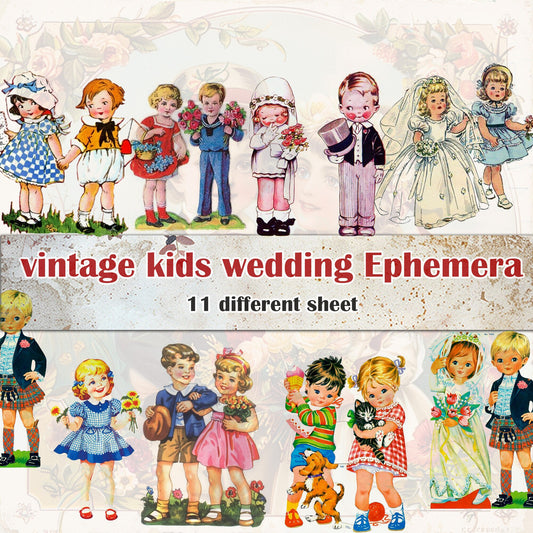 Vintage Wedding Kids Junk Journal Collection 11 Digital Sheets for Scrapbooking & Crafting scrapbooking . ephemera vintage collection - 1900