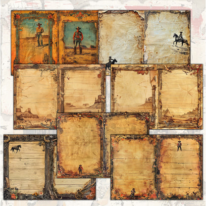 Vintage Cowboy 190s Junk Journal Digital Collection | 28 Folded Pages + 250+ Ephemera Sheets for Scrapbooking & Crafting - cow girls horses